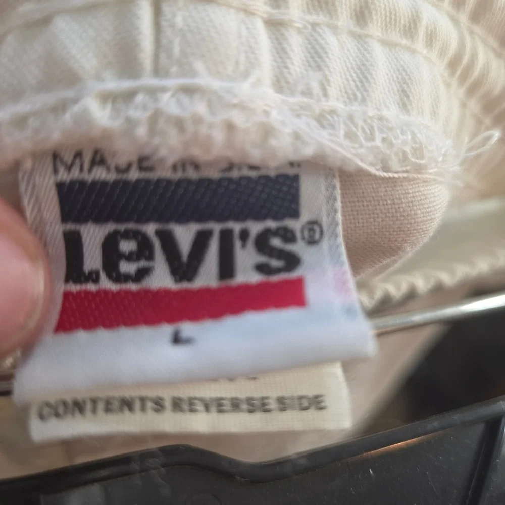 Vintage Levis 518 White Work Pants Mens Large Elastic Waist Made in USA 1984